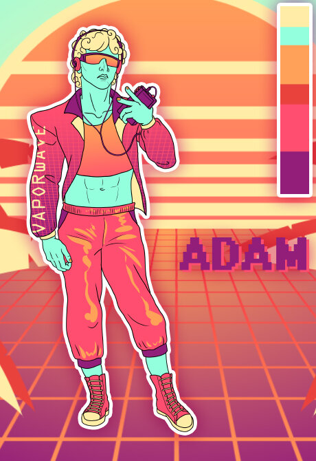 Team Vaporwave mascot: Adam the retro dude